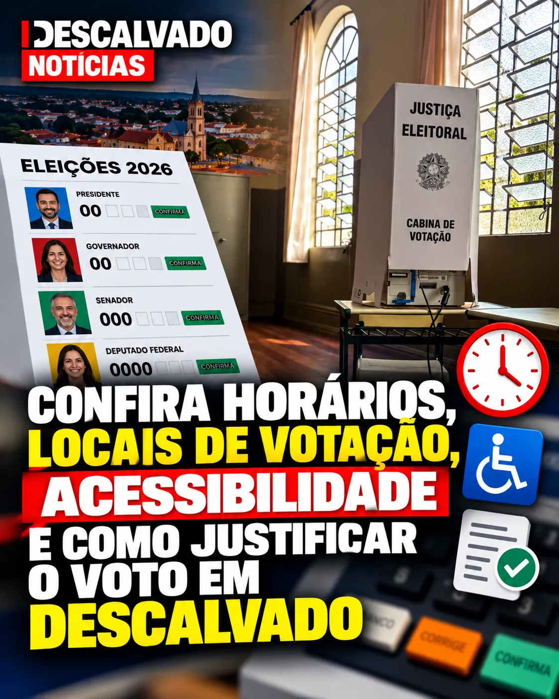 Confira horários, locais de votação, acessibilidade e como justificar o voto em Descalvado