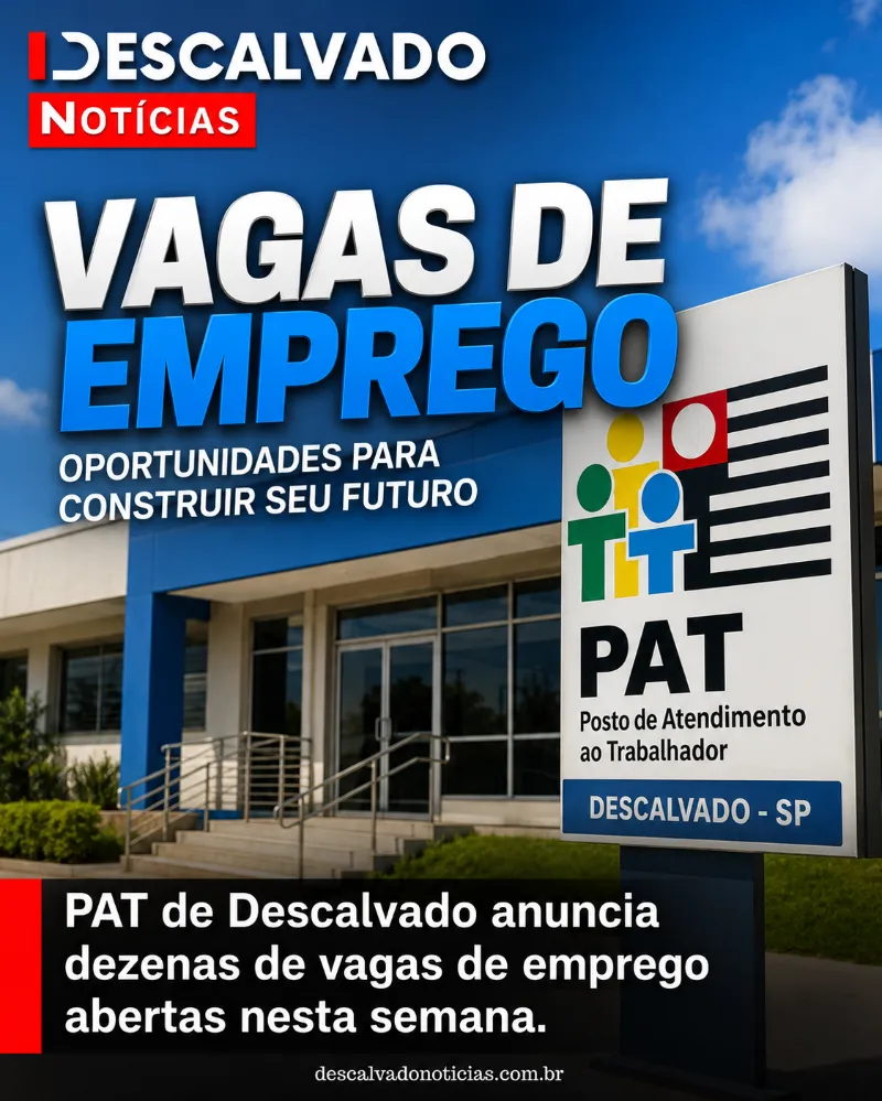 PAT de Descalvado divulga mais de 40 oportunidades de emprego nesta semana