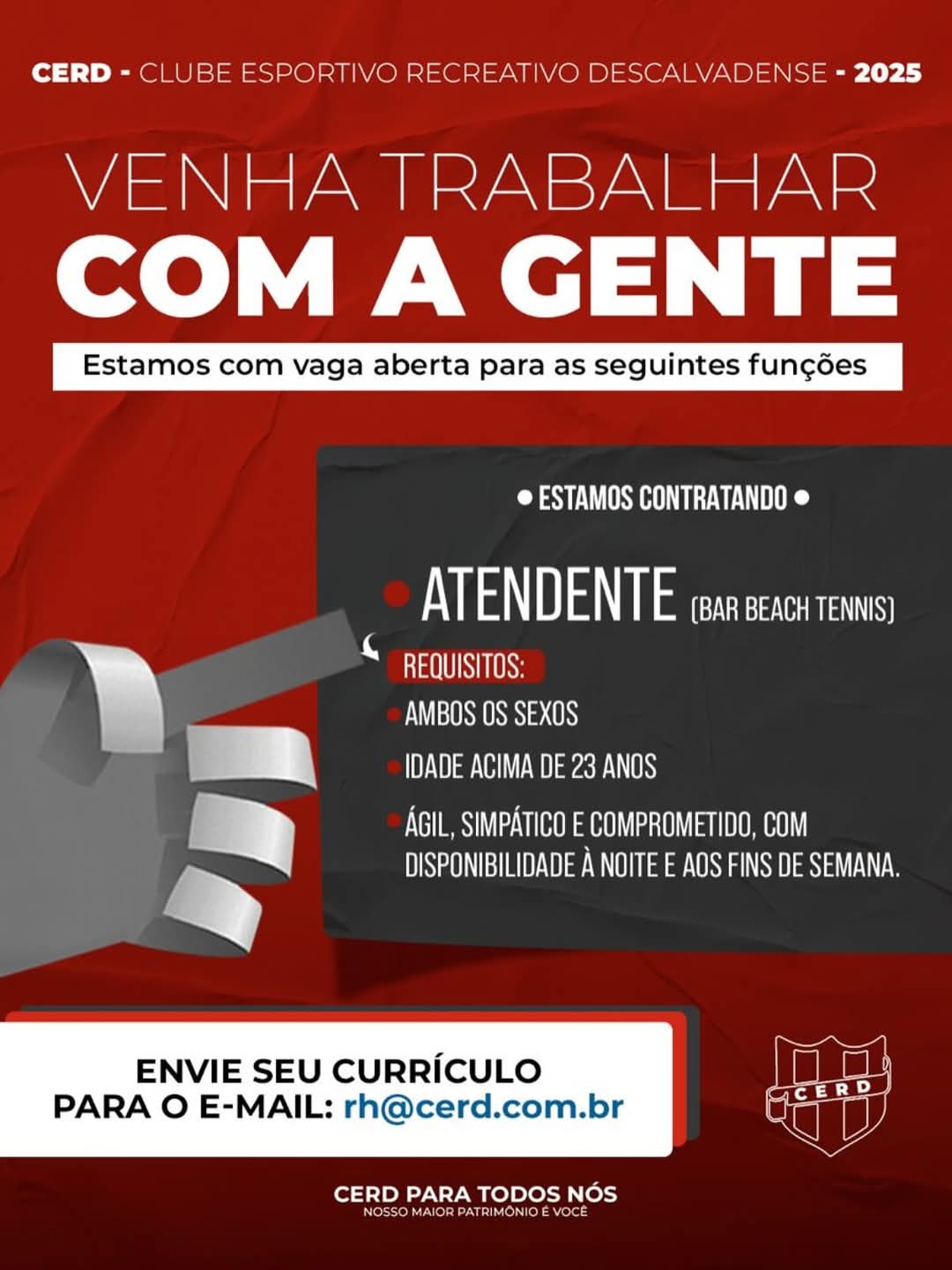 VAGA ABERTA NO CERD