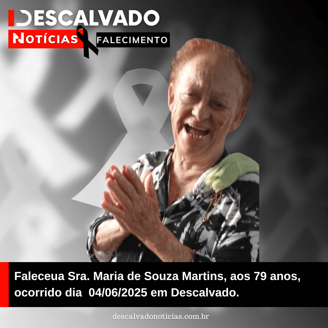 Nota de Falecimento  – Sra. Maria de Souza Martins, aos 79 anos