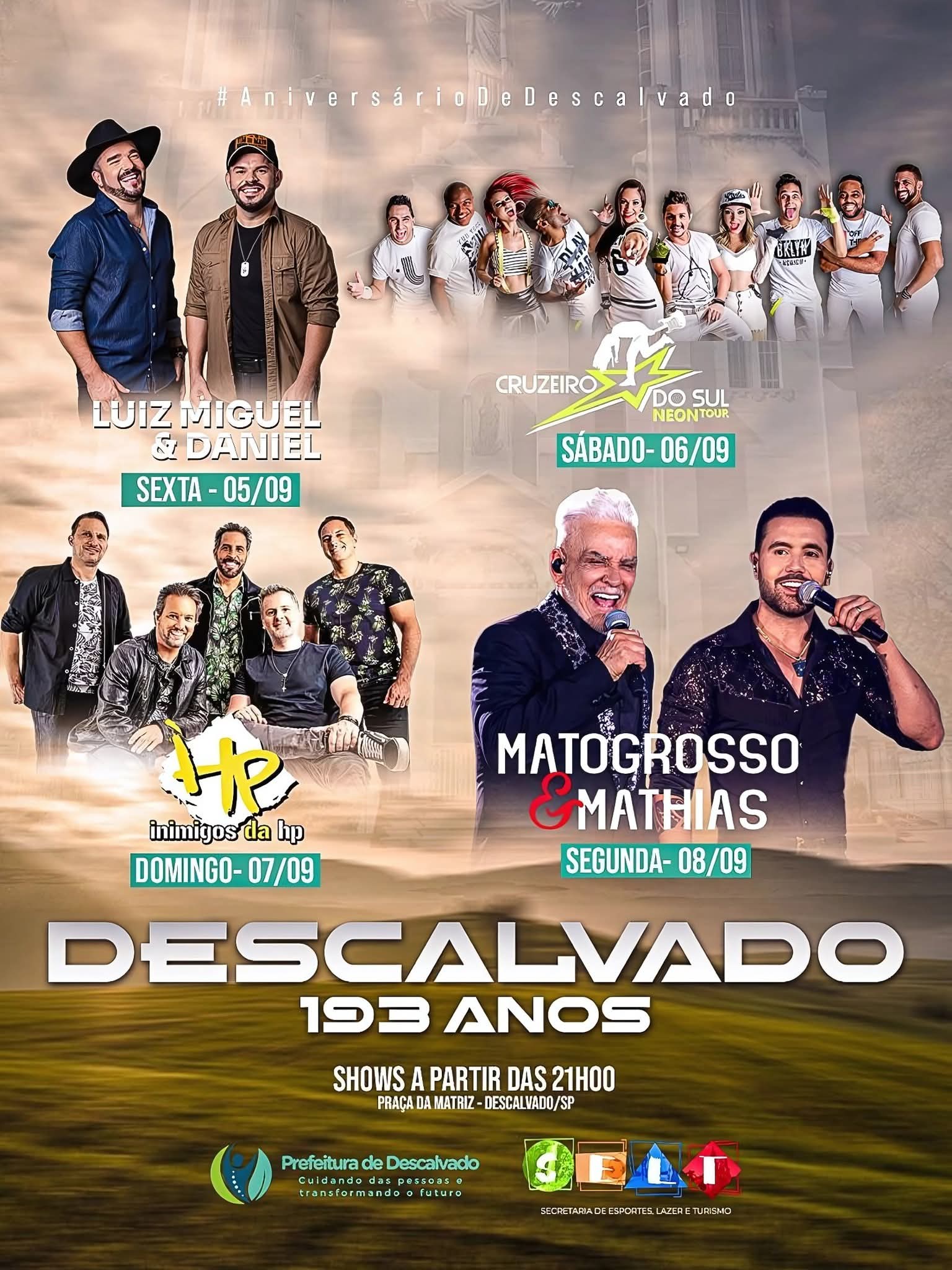 Descalvado se prepara para uma grande festa: primeiras atrações dos 193 anos da cidade são anunciadas!