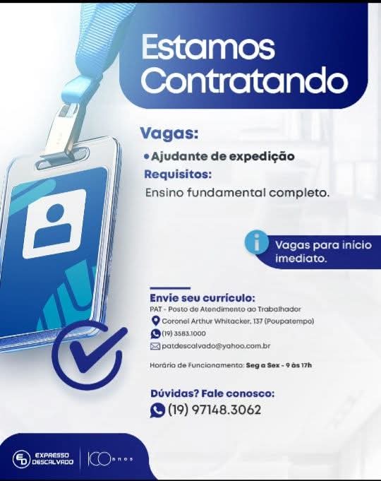 Expresso Descalvado abre vaga para Ajudante de Expedição
