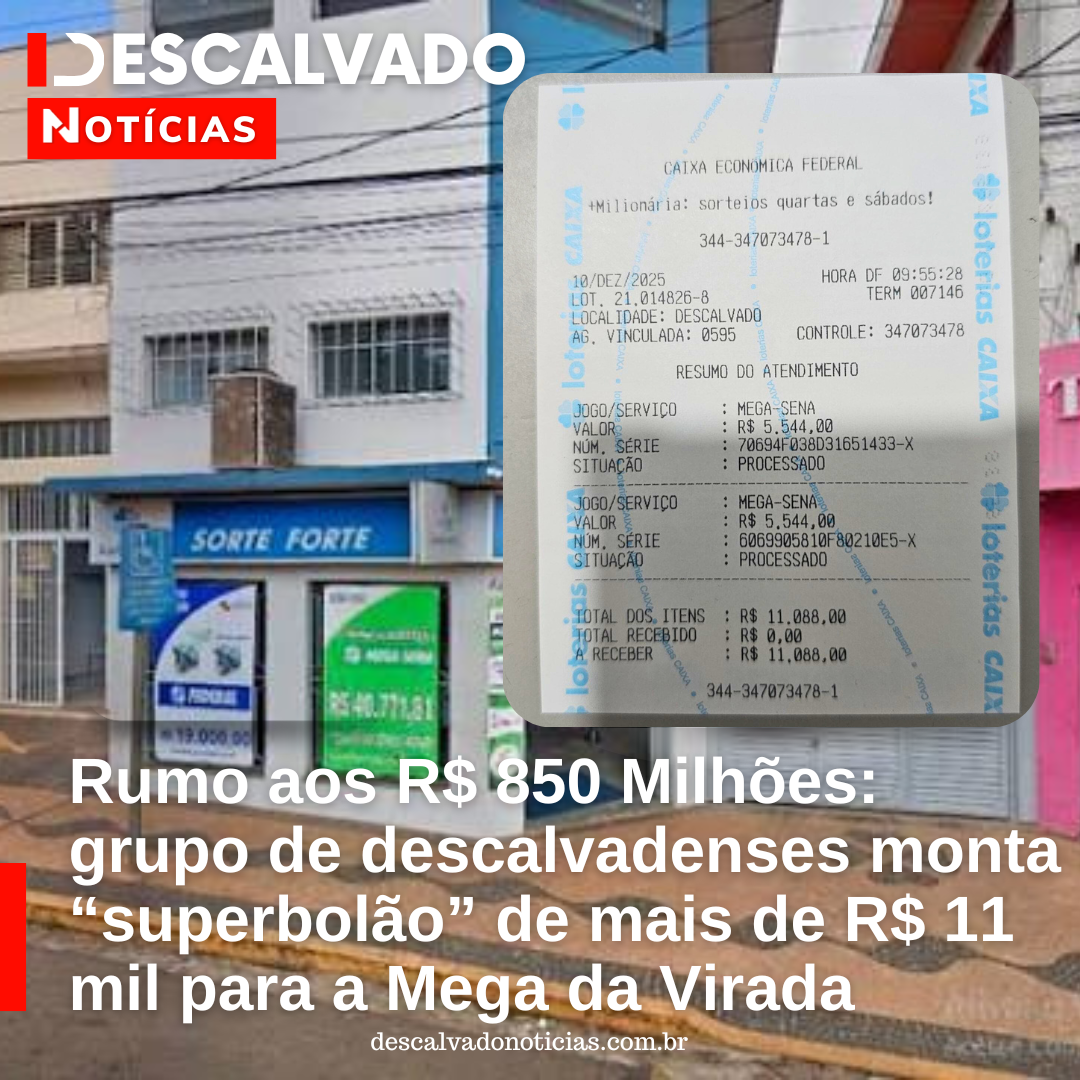 Rumo aos R$ 850 Milhões: grupo de descalvadenses monta “superbolão” de mais de R$ 11 mil para a Mega da Virada
